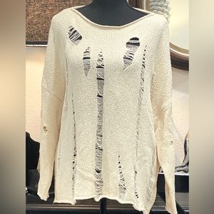 Zara Ivory-White Coastal Cowgirl Vibes Sweater Knit, S